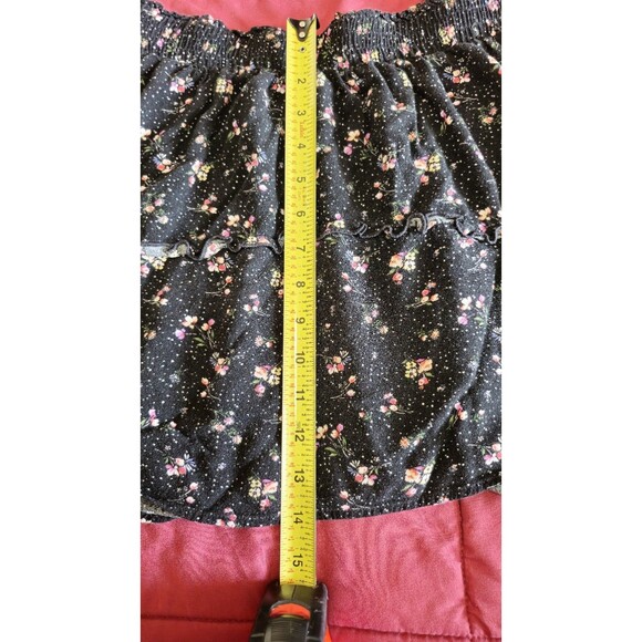 Forever 21 Black Dainty Micro Floral Smocked Waistband Skirt Youth L/ Women XS - Picture 6 of 8